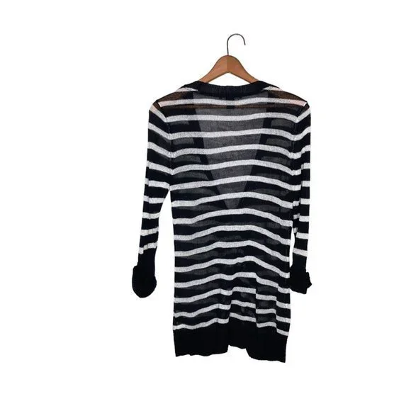 White House Black Market Medium M Striped‎ Double Button Knit Cardigan Sweater - Picture 2 of 4